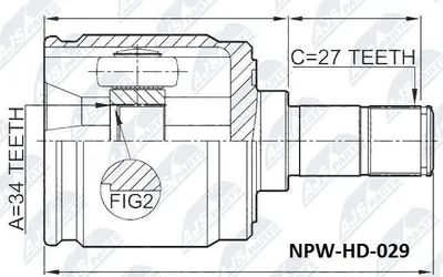 Produktbild von NTY Gelenksatz Antriebswelle Getriebeseitig Vorne Links für HONDA ACCORD VIII (CU) NPW-HD-029