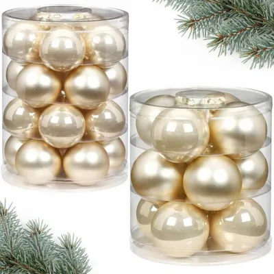 Produktbild von Weihnachtskugeln Set 20 Stk 6cm & 12 Stk 8cm Champagner