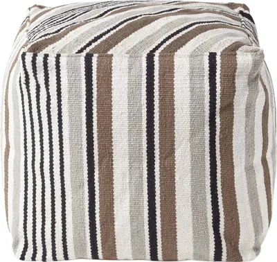 Produktbild von HOMESCAPES Designer Hocker Pouf Würfel Selam grau weiß - S