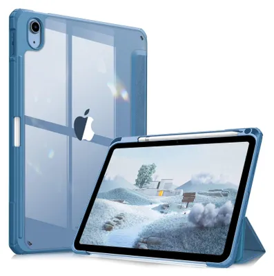 Produktbild von Fintie Hybrid Hülle für iPad (A16) 11 Generation 11 Zoll 2025, iPad 10 Generation 10.9 Zoll 2022 mit Stifthalter - Stoßfeste Schutzhülle mit transparenter Hartschale auf der Rückseite, Dunstblau