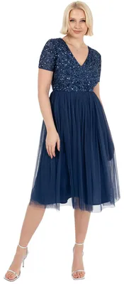 Produktbild von Maya Deluxe Damen Maya Deluxe Embellished Midi Evening Dress for Women Ladies V