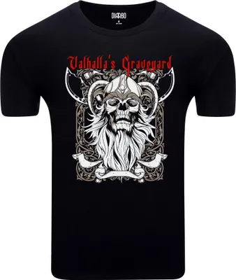Produktbild von Diarbo Herren T-Shirt mit Wikinger-Liebhaber Druck Walhallas Friedhof Schwarz Gr.XXL