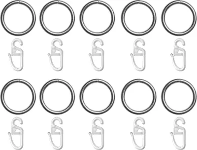 Produktbild von Ringe Gardinenstange 20 mm, 10 Stück Edelstahl Optik