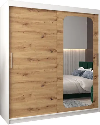 Produktbild von MEBLE KRYSPOL Promo 2180 Schlafzimmerschrank zwei Schiebetüren - Mattweiß + Artisan