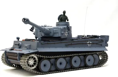 Image de Char RC "German Tiger I" Heng Long 1:16 gris, fumée&son,transmission métallique (acier) et chaînes métalliques -2,4Ghz -V 7.0 - PRO avec RRZ
