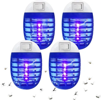 Produktbild von Mückenlampe – Insektenlampe, 4 Stück – zur Bekämpfung von Schädlingen – UV-Licht zur Anlockung – 10 x 6,5 x 2 cm – Weiß