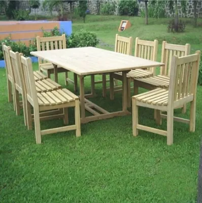 Produktbild von Teako Design Sitzgruppe Teak 8 Stühle mit Ausziehtisch 180-240x100cm