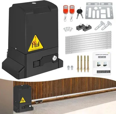 Obrázok produktu pre Elektrický automatický otvárač brán – posuvná brána pre garáž a bránu – max. 800 kg – čierna farba