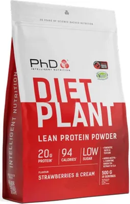 Produktbild von PhD Diet Plant Protein (500g) Strawberry & Cream - Eiweiße - Veganes Eiweiß