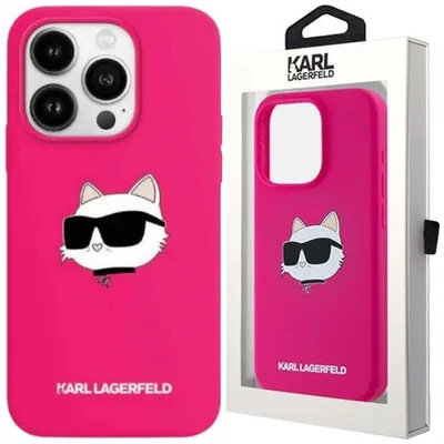 Produktbild von Karl Lagerfeld KLHMP15LSCHPPLF iPhone 15 Pro 6.1"  hardcase Silicone Choupette Head MagSafe Schutzhülle