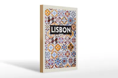 Produktbild von Holzschild Reise 20x30cm Lisbon Portugal Mosaik Kunst