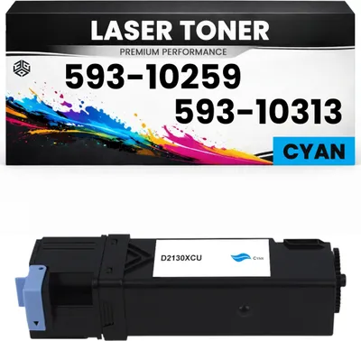 Produktbild von Toner 593-10259 / 593-10313 Cyan für Dell 59310259 59310313 wie Original für Dell 1320, 1320c, 1320cn, 2130cn, 2135cn