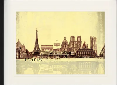 Produktbild von Paris Gerahmtes Bild Mit Edlem Passepartout | Wand-Bilder | Im Bilderrahmen - Städte-Collage, Vintage Style (60 x 80 cm)