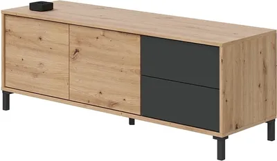 Produktbild von Lowboard >Brooklyn< in Nodi-Eiche/Anthrazit-Grau - 130x47x41 (BxHxT)