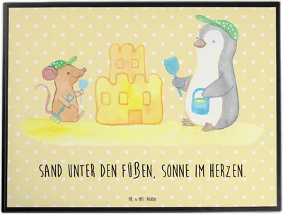 Produktbild von Mr. & Mrs. Panda schreibtischunterlage Sommer Meer Strand - Gelb Pastell - Geschenk, Schreibunterlage, am, tischauflage, Wetter während des Jahres, Urlaub, Kuscheln