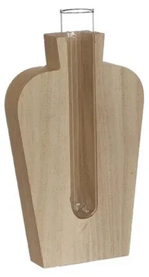 Produktbild von Ideas4Seasons Stecklingsvase/Blumenvase Reagenzglasmodell - 8 x 3 x 14 cm - auf Holzsockel
