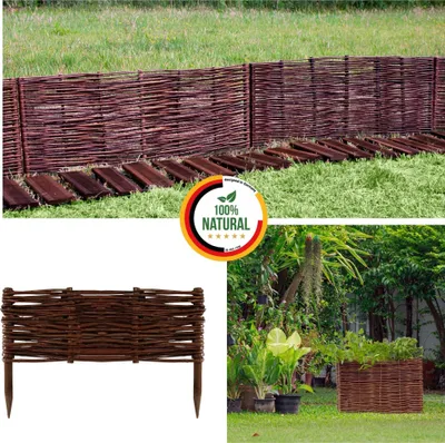 Produktbild von Floranica 1 Stück Beeteinfassung Weide 20 cm x 40 cm Handgemachte Rasenkante  Beetbegrenzung - Beetzaun