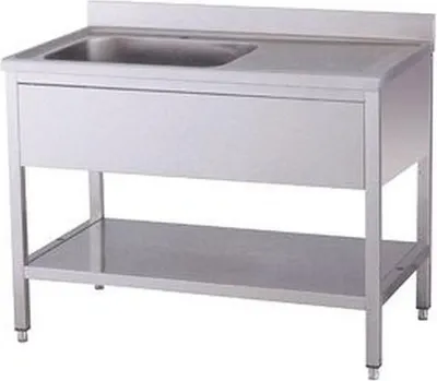 Produktbild von KBS Spültisch 1200x600x850 mm mit Aufkantung 1 Becken links mit Grundboden