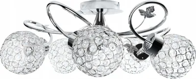 Produktbild von HowHomely Deckenleuchte Crystal fünffach silber 55x30 cm Glas verchromter Stahl
