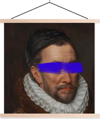 Produktbild von MuchoWow® Textilposter Wilhelm von Oranien - Kunst - Blau 40x40 cm mit holzfarbenen Rahmen - Posterleiste