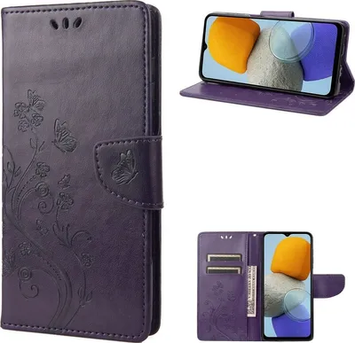 Produktbild von Mobigear Flowers  Samsung Galaxy M23 Hülle Klapphülle Geldbörse - Lila