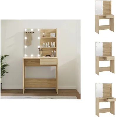 Produktbild von vidaXL Schminktisch mit LEDs Sonoma-Eiche 74,5x40x141 cm Holzwerkstoff -  Schminktische