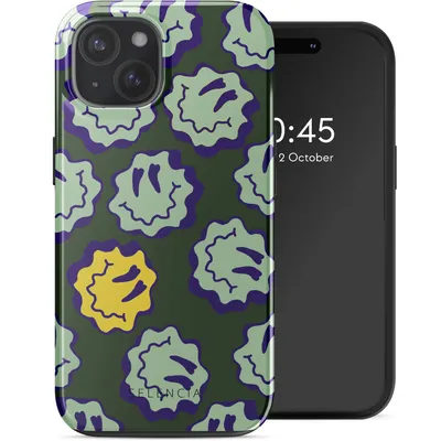 Produktbild von Selencia Vivid Rückabdeckung mit MagSafe iPhone 15 - Wavy Smiley Green