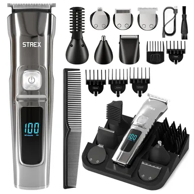Image de Strex Tondeuse à barbe - Kit 14 en 1 - Sans fil et résistant à l'eau - Multigroomer / Tondeuse corporelle / Tondeuse