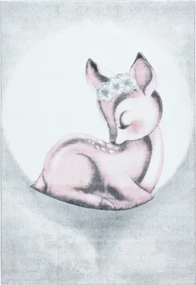 Produktbild von Villa Möbel Bamique Kinderzimmerteppich, Kinderteppich, Frisee, Rehkitz Design, Farbe:Pink, Grösse:200x290 cm