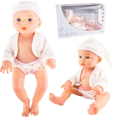 Zdjęcie produktu dla Malplay lalka do kąpieli 32 cm prezent od 3 lat z czepkiem, zabawka do kąpieli