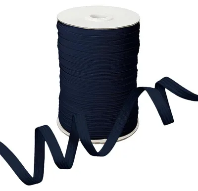 Produktbild von Gummiband 100m x 7mm Gummilitze flach gestrickt Stretch Elastisch in 19 Farben, Gurtband:058 dunkelblau