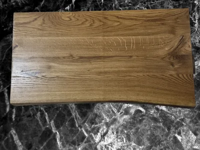 Produktbild von Waschtisch Platte 40 cm Holzplatte massiv Holz Aufsatzbecken Naturkante Eiche Dunkel Waschbeckenplatte Neu