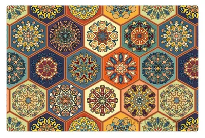 Immagine prodotto di Set di 12 tovagliette lavabili con piastrelle moderne e colorate