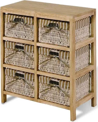 Produktbild von Holzregal Regal mit Maisstrohkörben Paulownia-Holz - (3593)