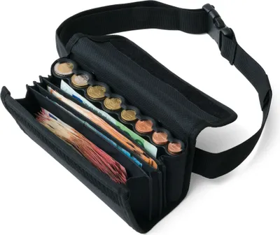 Produktbild von Securina24 Kellnertasche Kellnerbörse mit 8 Fach Euro-Geldwechsler - Tragegurt 20,5 x 6,5 x 10 cm (schwarz)