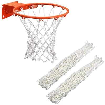 Produktbild von Basketballnetz Ersatznetz Korbnetz - 50 cm - 12 Schlaufen - Weiß - 2 Stück