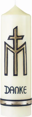 Produktbild von Marienkerze Blau-Gold mit 10% Bienenwachs Elfenbein 250 x Ø 70 mm, 1 Stück