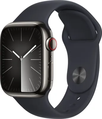 Produktbild von Apple WATCH Series 9 41mm GPS+Cellular Edelstahlgehäuse Graphit Sportarmband Mitternacht S/M