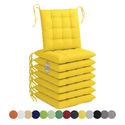 Produktbild von Lavea® Sitzkissen 40x40 cm, 8er Set, Zartgelb - mit Stoffbändern, Outdoor & Indoor, waschbare Stuhlkissen für Garten, Balkon, Terrasse & Esszimmer