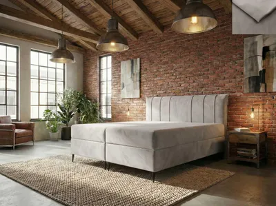 Produktbild von NORDELO Boxspringbett mit Bettkasten MILAZZO 120x200cm Beige Gepolsterte Doppelbett mit Matratze und Stauraum Kontinental Bett