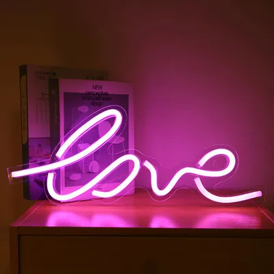 Produktbild von Rosikey LED Neonlicht Schild LOVE - 17.5x45cm Schriftzug Wanddeko - USB Romantisches Neon Art Schlafzimmer
