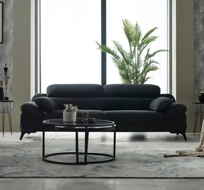 Produktbild von Wohnzimmer Sofa Couch Modern Dreisitzer Modern Polster Sitz Designer Schwarz Neu