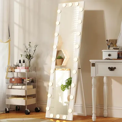 Obrázok produktu pre Zrkadlo na celé telo - Stojace zrkadlo - Nástenné zrkadlo - Zrkadlo na líčenie - Hollywoodské zrkadlo - 150 x 40 cm