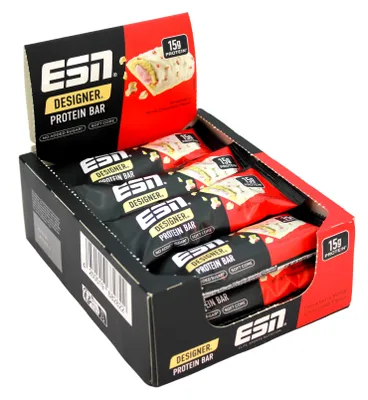 Produktbild von ESN Designer Protein Bar Strawberry white Chocolate Flavor Proteinriegel, 12er Pack (12 x 45g Riegel)