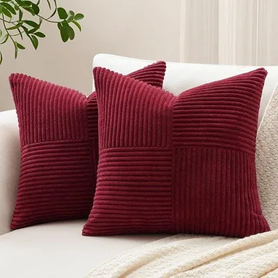 Zdjęcie produktu dla Zestaw 2 poduszek dekoracyjnych Unyqoos® o wymiarach 60 x 60 cm – poszewki z unikalnym wzorem w paski i ukrytym zamkiem błyskawicznym, idealne do salonu i sypialni