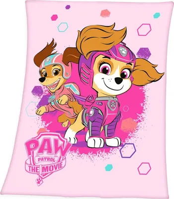 Produktbild von Herding Fleecedecke 130x170cm Paw Patrol The Movie Kuscheldecke Rosa Kinder Decke Fleece