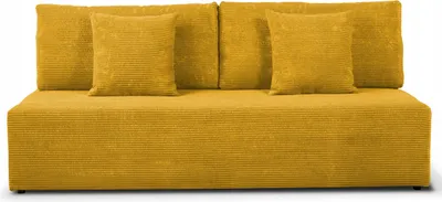 Zdjęcie produktu dla Sofa rozkładana - Sofa z funkcją spania - Tkanina sztruksowa - Żółty - Łatwy montaż - Poduszki w zestawie - BOVA