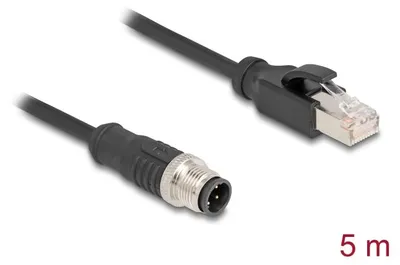 Immagine prodotto di Delock - Cavo di rete - da M12-D (M) a RJ-45 (M) a 4 pin - 5,0 m - 5 mm - S/FTP - CAT 5e - Nero (80852)