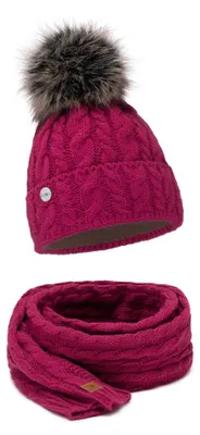 Productafbeelding van Warme gebreide muts met pompon voor dames