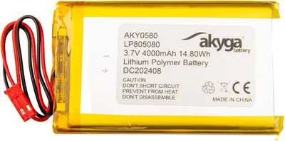 Obrázok produktu pre Akyga AKY0580, Batérie, Strieborná, Lithium-ion (Li-ion), 4000 mAh, 3,7 V, 50 mm